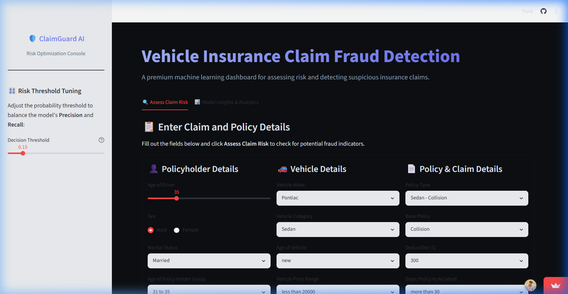 Vehicle Insurance Claim Fraud Detection Dashboard
